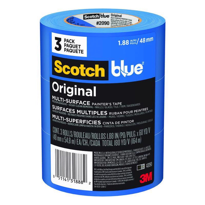 ScotchBlue 1.88 in. W X 60 yd L Blue Medium Strength Original Painter's Tape 3 PK