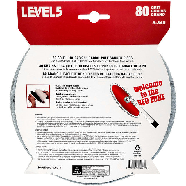 Drywall Sanding Discs  80 Grit 9" Radial Sander Disc - 10 Pack (5-345)