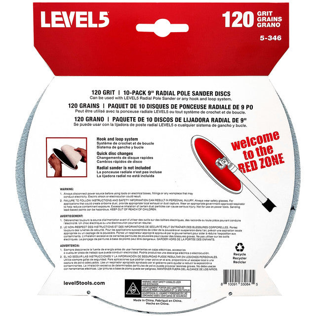Drywall Sanding Discs  120 Grit 9" Radial Sander Disc - 10 Pack (5-346)