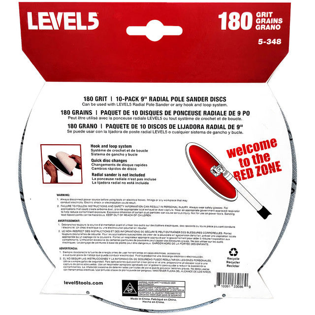 Drywall Sanding Discs  180 Grit 9" Radial Sander Disc - 10 Pack (5-348)