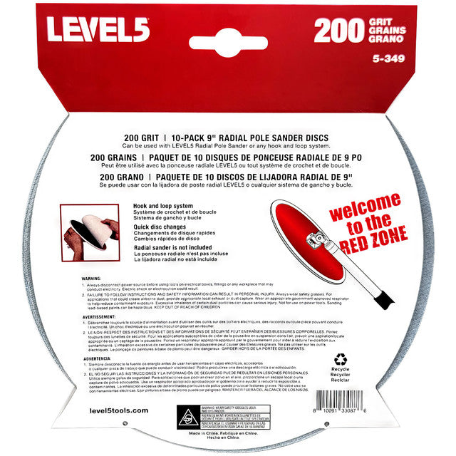 Drywall Sanding Discs  200 Grit 9" Radial Sander Disc - 10 Pack (5-349)