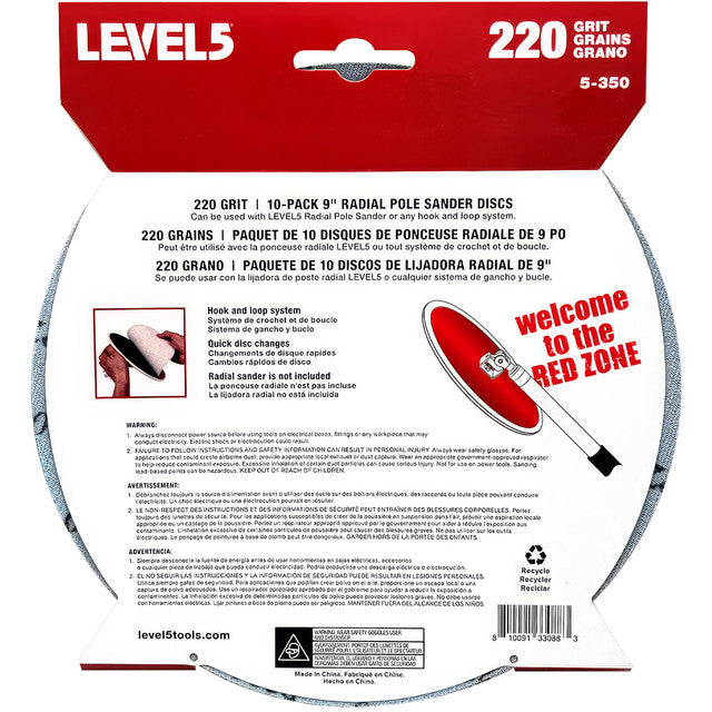 Drywall Sanding Head 220 Grit 9" Radial Sander Disc - 10 Pack (5-350)